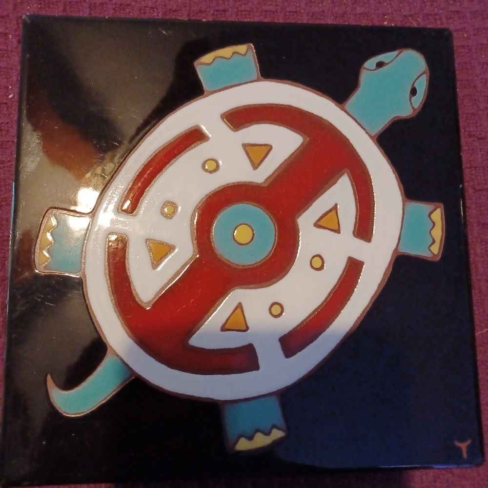 Handmade turtle fetish tile
